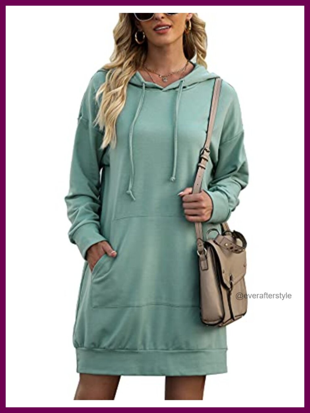 Women's Hooded Sweatshirt Dress Oversized Long Sleeve Tunic with Pockets